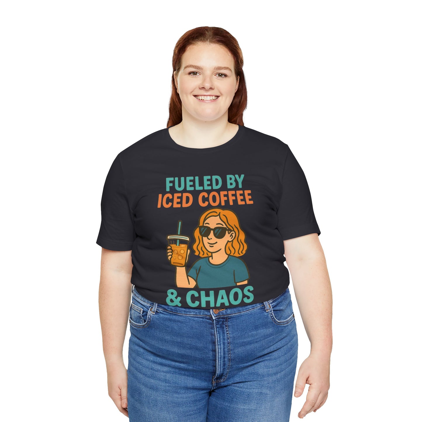Fueled by Iced Coffee Unisex Tee, Summer Vibe Shirt, Coffee Lover Gift, Casual Wear, Gift for Friends, Funny Graphic Tee