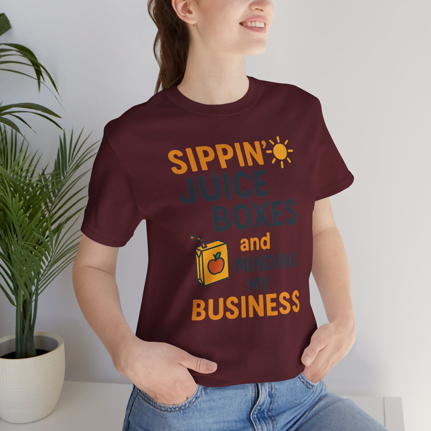 Sippin' Juice Boxes Graphic Tee, Fun Summer Shirt, Cute Gift for Kids, Playful Family Outing Top, Refreshing Summer Attire