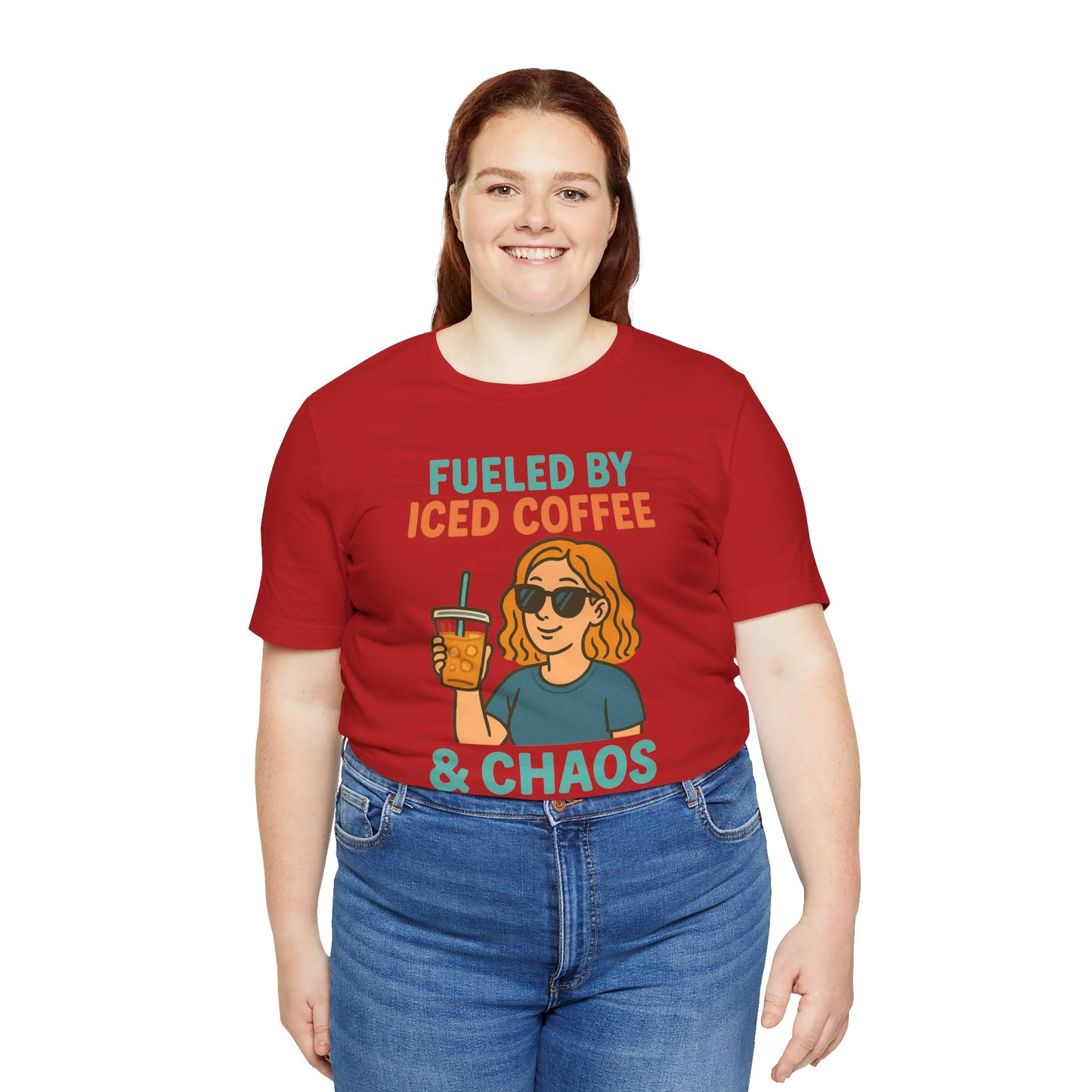 Fueled by Iced Coffee Unisex Tee, Summer Vibe Shirt, Coffee Lover Gift, Casual Wear, Gift for Friends, Funny Graphic Tee