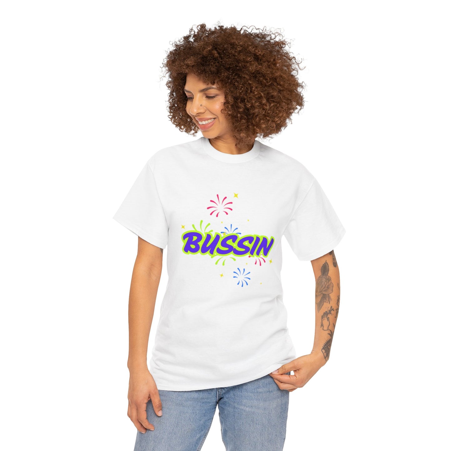Bussin' Unisex Heavy Cotton Tee - Fun Graphic Shirt for Casual Wear