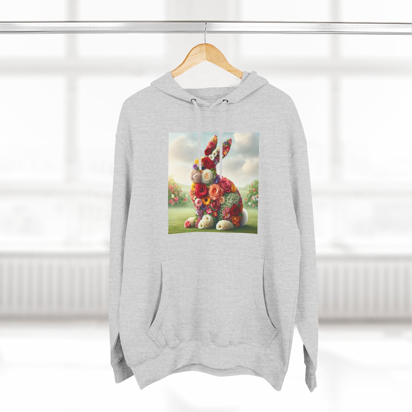 Whimsical Bunny Fleece Hoodie, Cozy Spring Hoodie, Easter Gift, Cute Rabbit Sweatshirt, Fun and Comfy Hoodie
