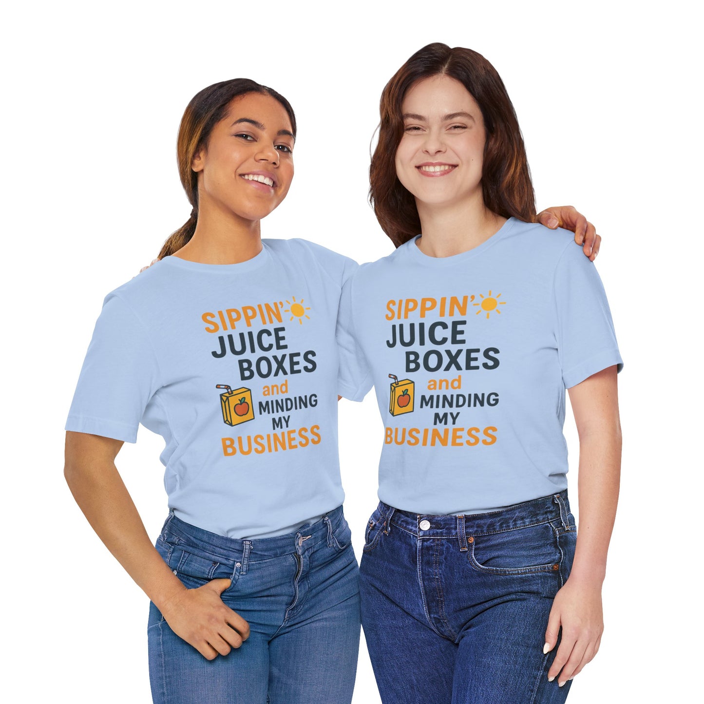 Sippin' Juice Boxes Graphic Tee, Fun Summer Shirt, Cute Gift for Kids, Playful Family Outing Top, Refreshing Summer Attire