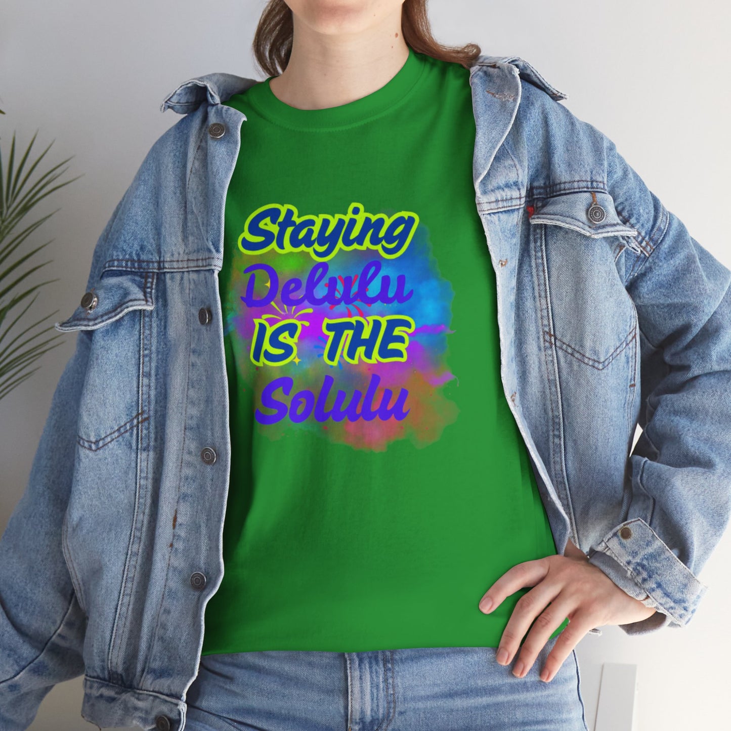 Colorful Staying Delulu Unisex Heavy Cotton Tee - Fun and Relaxed Vibe