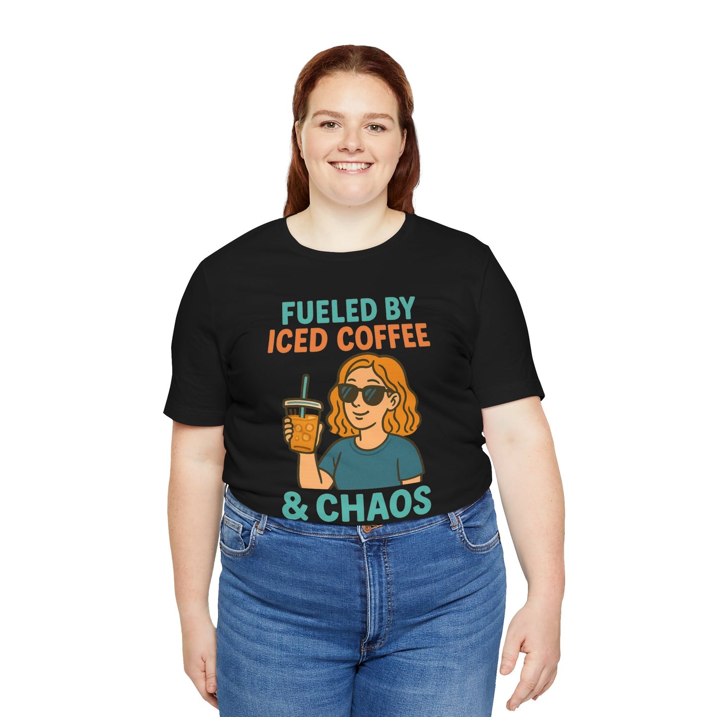 Fueled by Iced Coffee Unisex Tee, Summer Vibe Shirt, Coffee Lover Gift, Casual Wear, Gift for Friends, Funny Graphic Tee