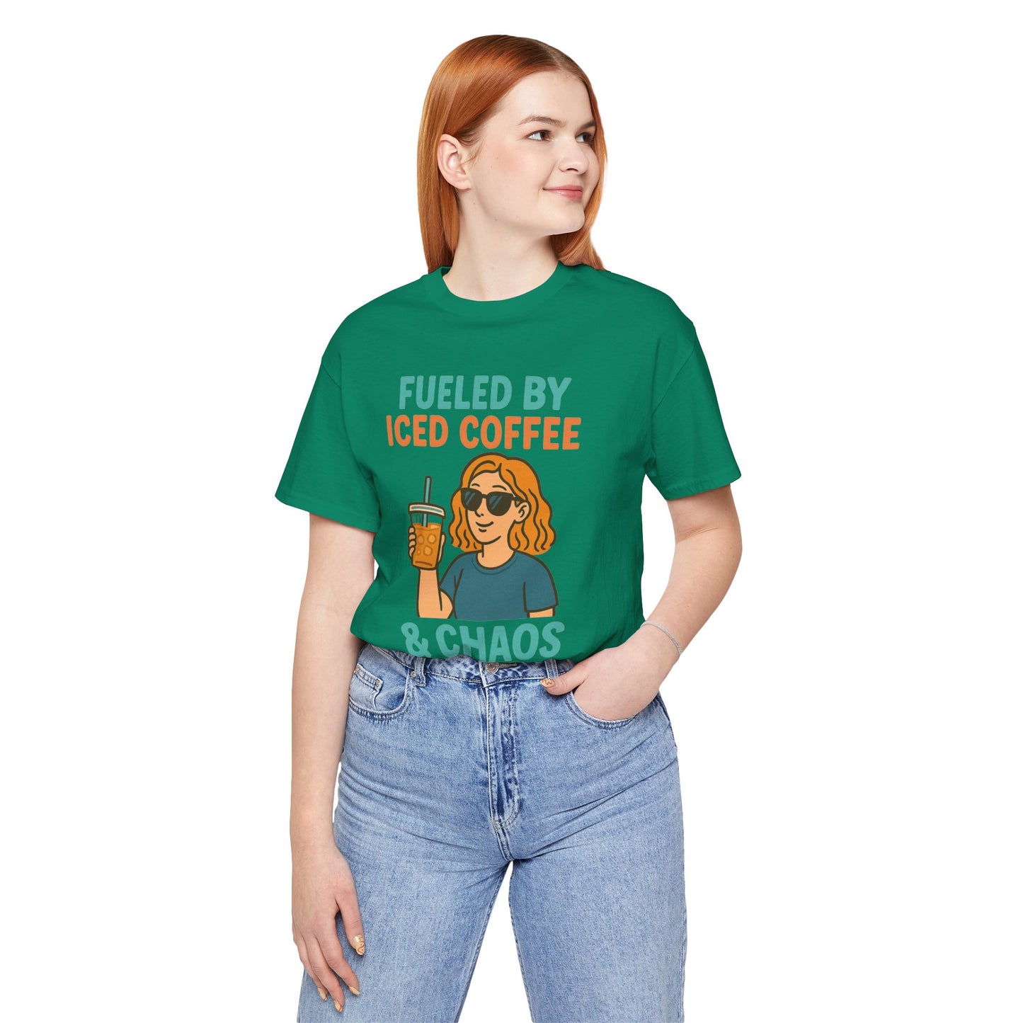 Fueled by Iced Coffee Unisex Tee, Summer Vibe Shirt, Coffee Lover Gift, Casual Wear, Gift for Friends, Funny Graphic Tee