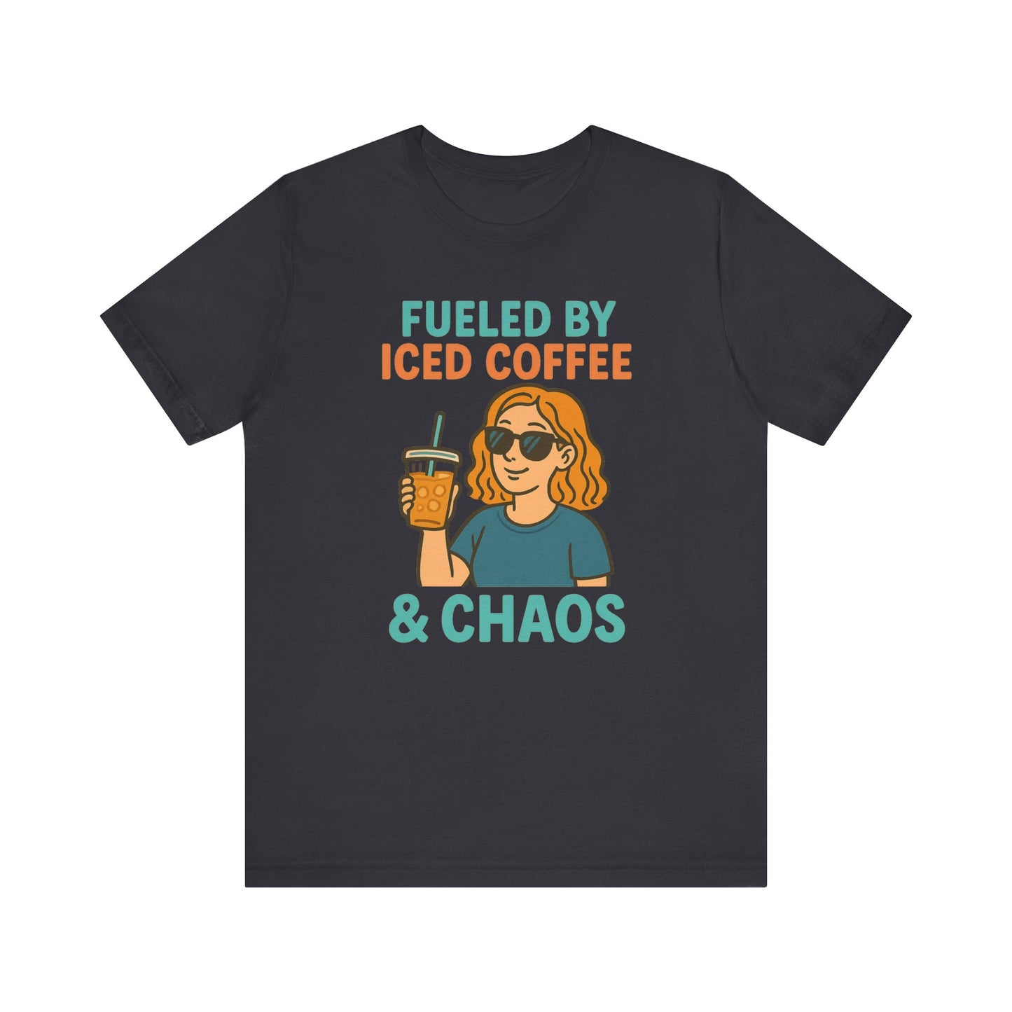 Fueled by Iced Coffee Unisex Tee, Summer Vibe Shirt, Coffee Lover Gift, Casual Wear, Gift for Friends, Funny Graphic Tee