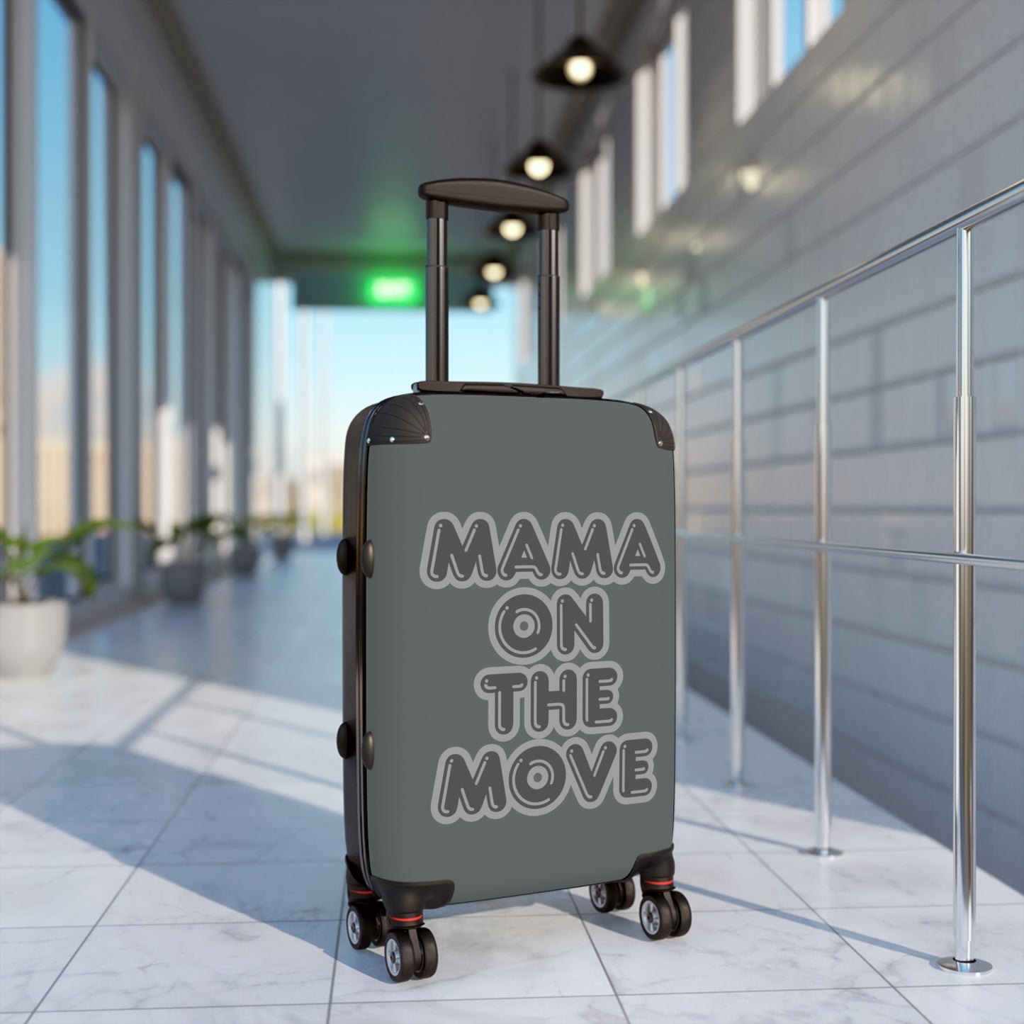 Grey Mama On The Move Suitcase - Stylish Travel Luggage for Busy Moms