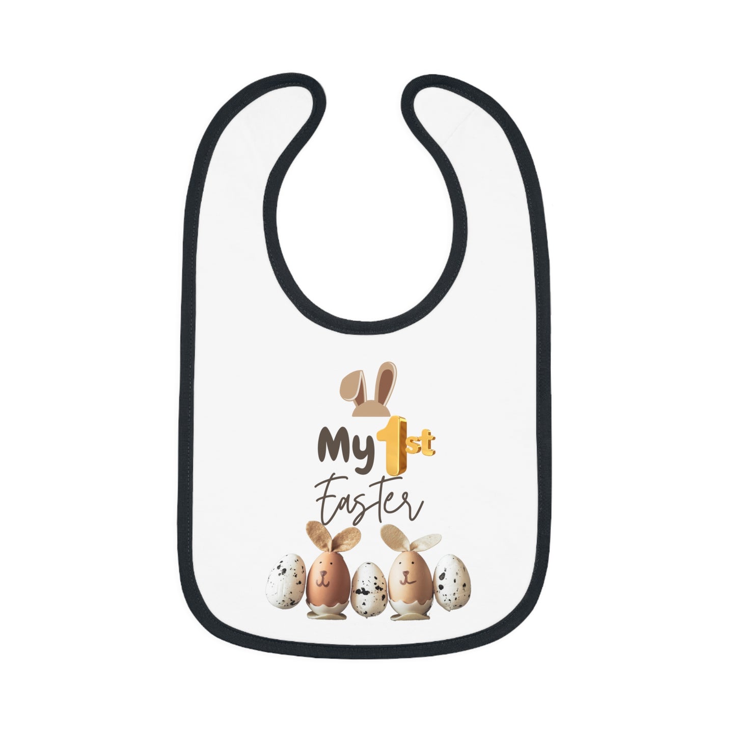 My 1st Easter Baby Bib - Cute Contrast Trim Jersey Bib for Newborns