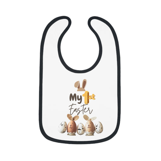 My 1st Easter Baby Bib - Cute Contrast Trim Jersey Bib for Newborns