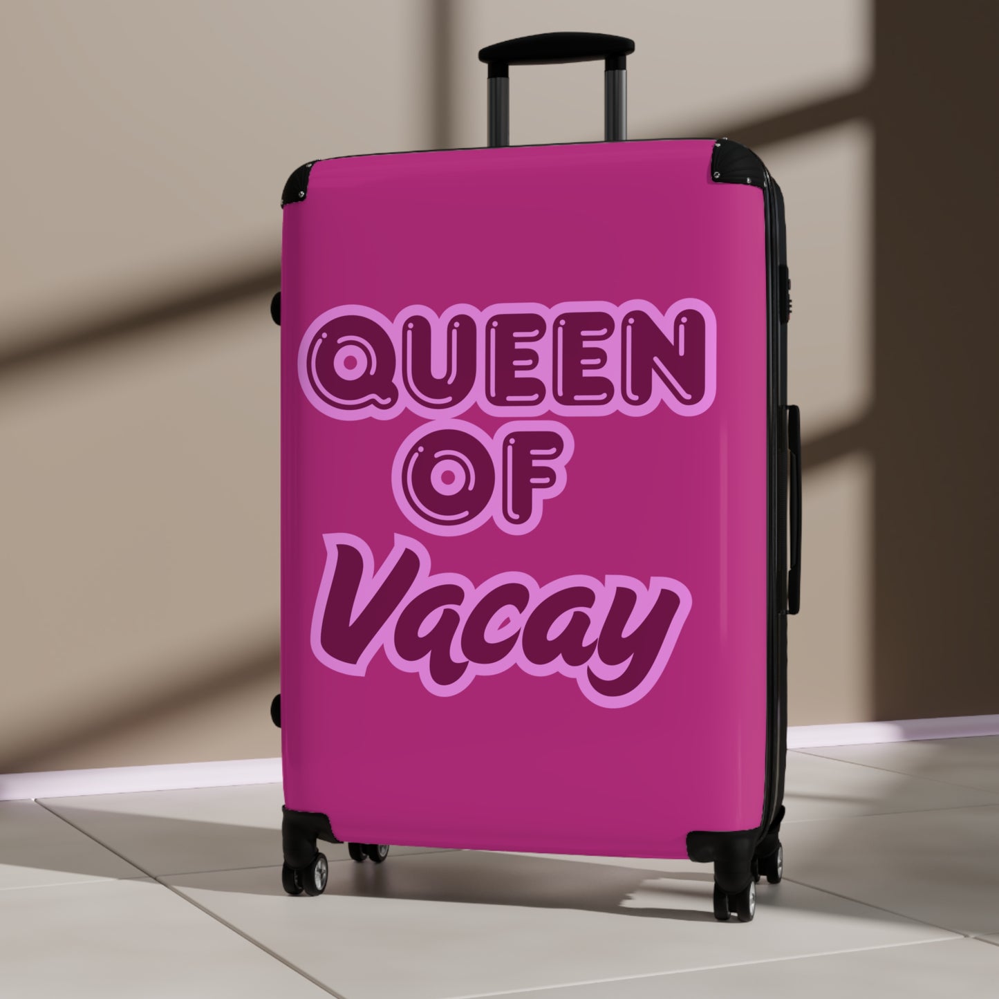 Pink Queen of Vacay Pink Suitcase - Stylish Travel Luggage for Female Travelers