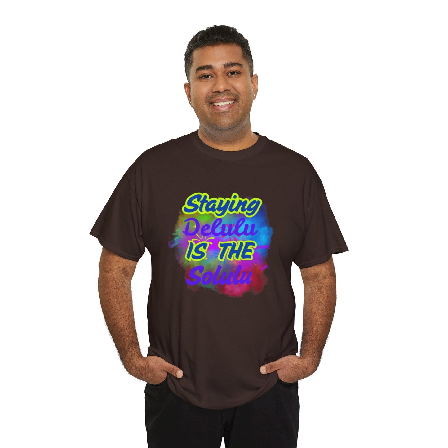 Colorful Staying Delulu Unisex Heavy Cotton Tee - Fun and Relaxed Vibe