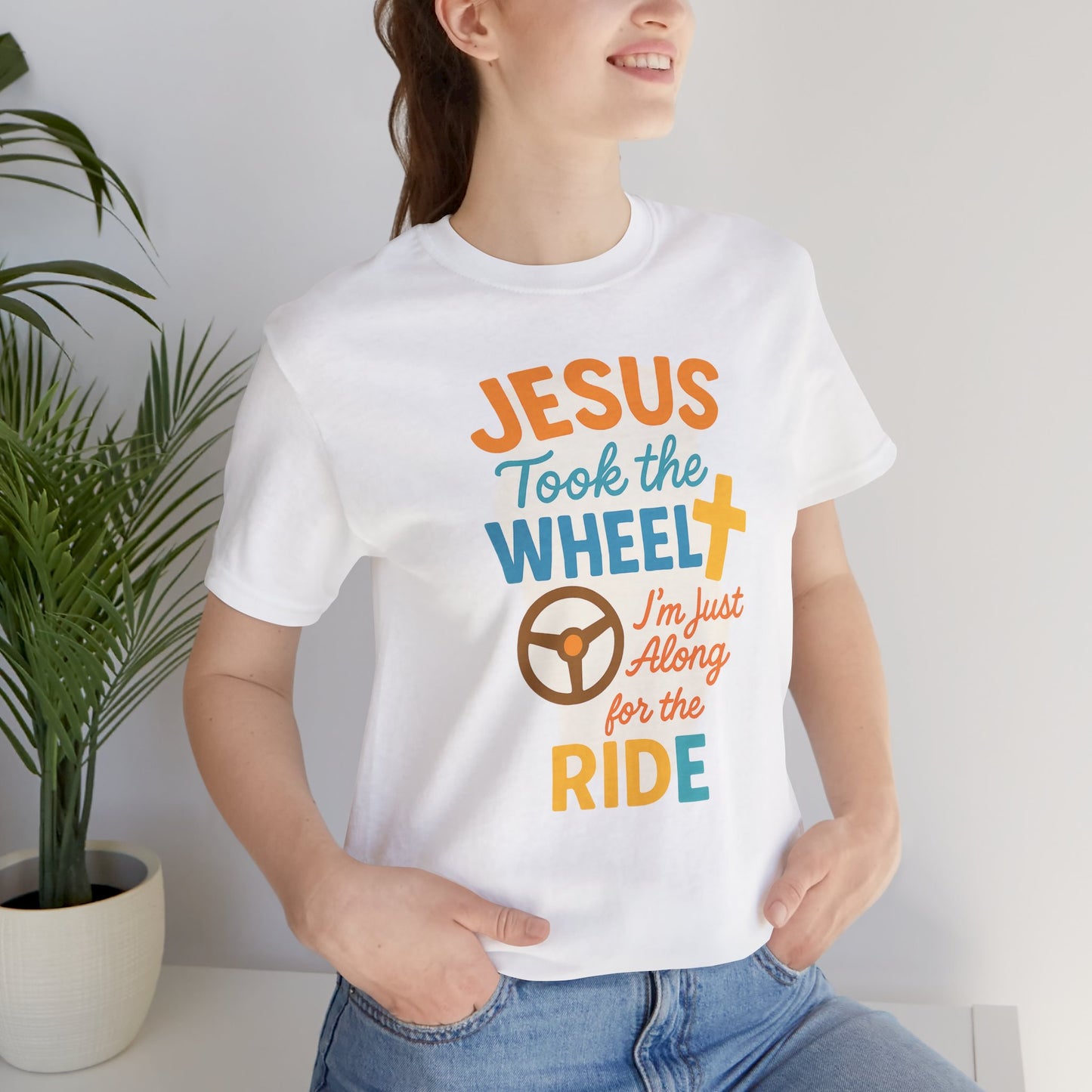 Jesus Took the Wheel Tee, Christian Shirt for Faith, Spiritual Gifts, Inspirational Top, Casual Wear, Religious Apparel