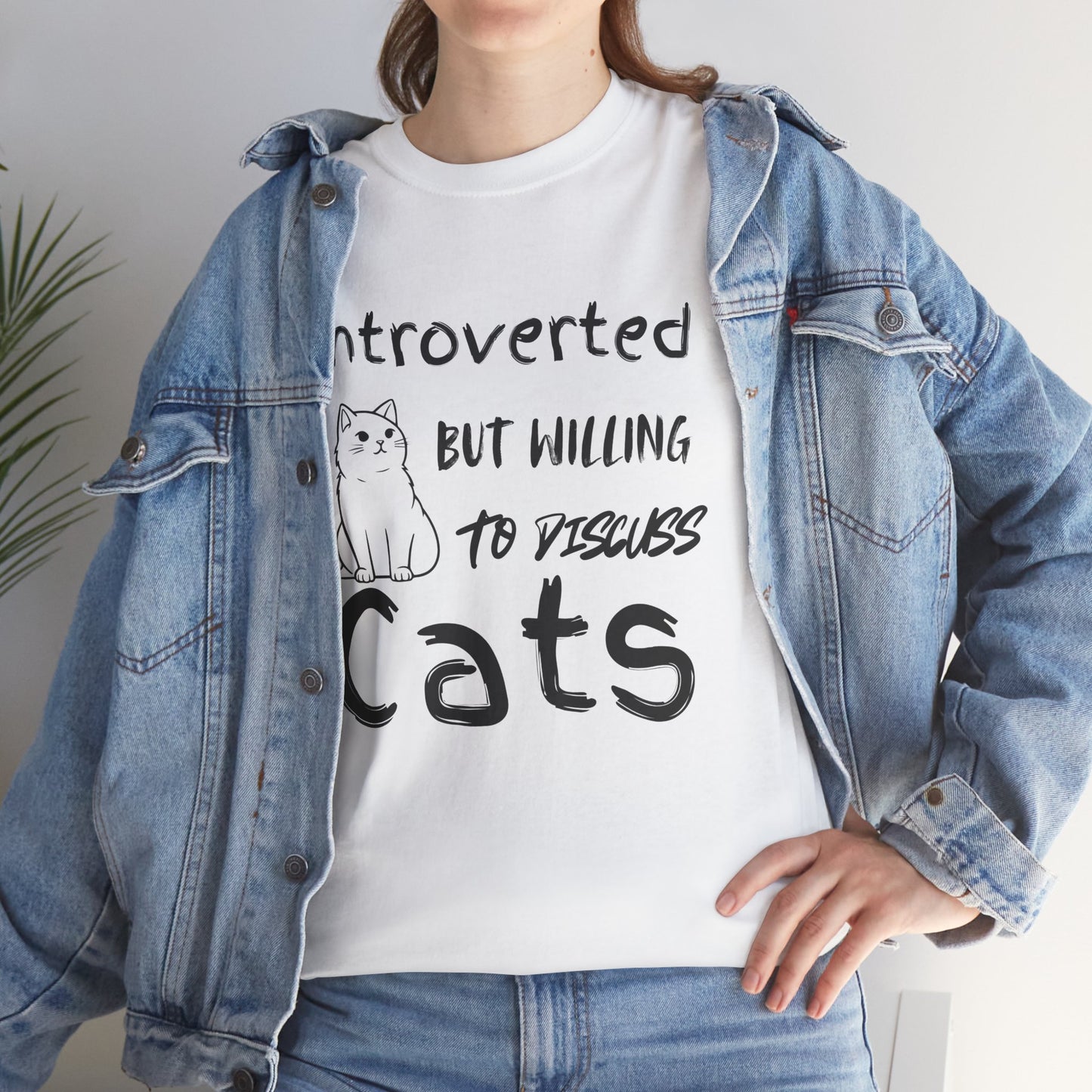 Introverted Cat Lover Unisex Heavy Cotton Tee - Perfect Gift for Cat Enthusiasts
