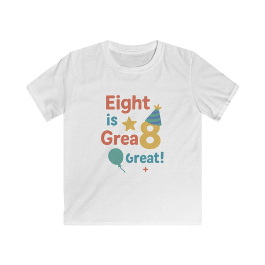Birthday Celebration Kids Tee, Eight is Great Shirt, Children's Birthday Gift, Fun Party Outfit, Cute Kids Apparel
