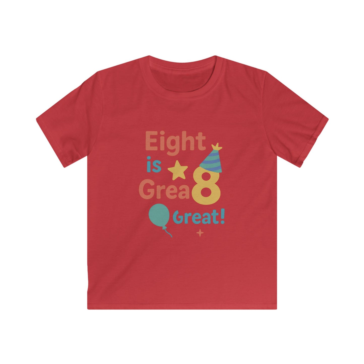 Birthday Celebration Kids Tee, Eight is Great Shirt, Children's Birthday Gift, Fun Party Outfit, Cute Kids Apparel
