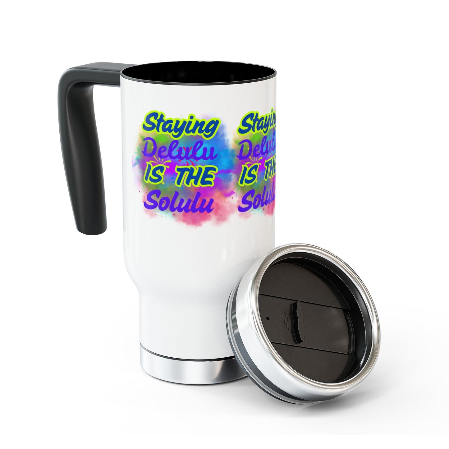 Colorful Motivational Travel Mug - 14oz Stainless Steel with Handle
