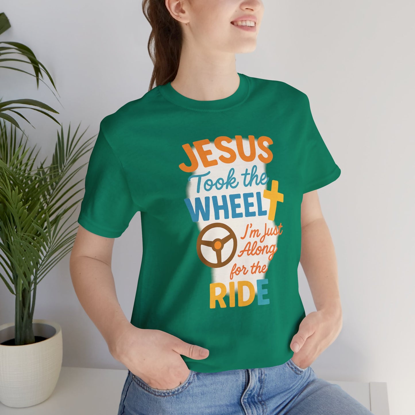 Jesus Took the Wheel Tee, Christian Shirt for Faith, Spiritual Gifts, Inspirational Top, Casual Wear, Religious Apparel