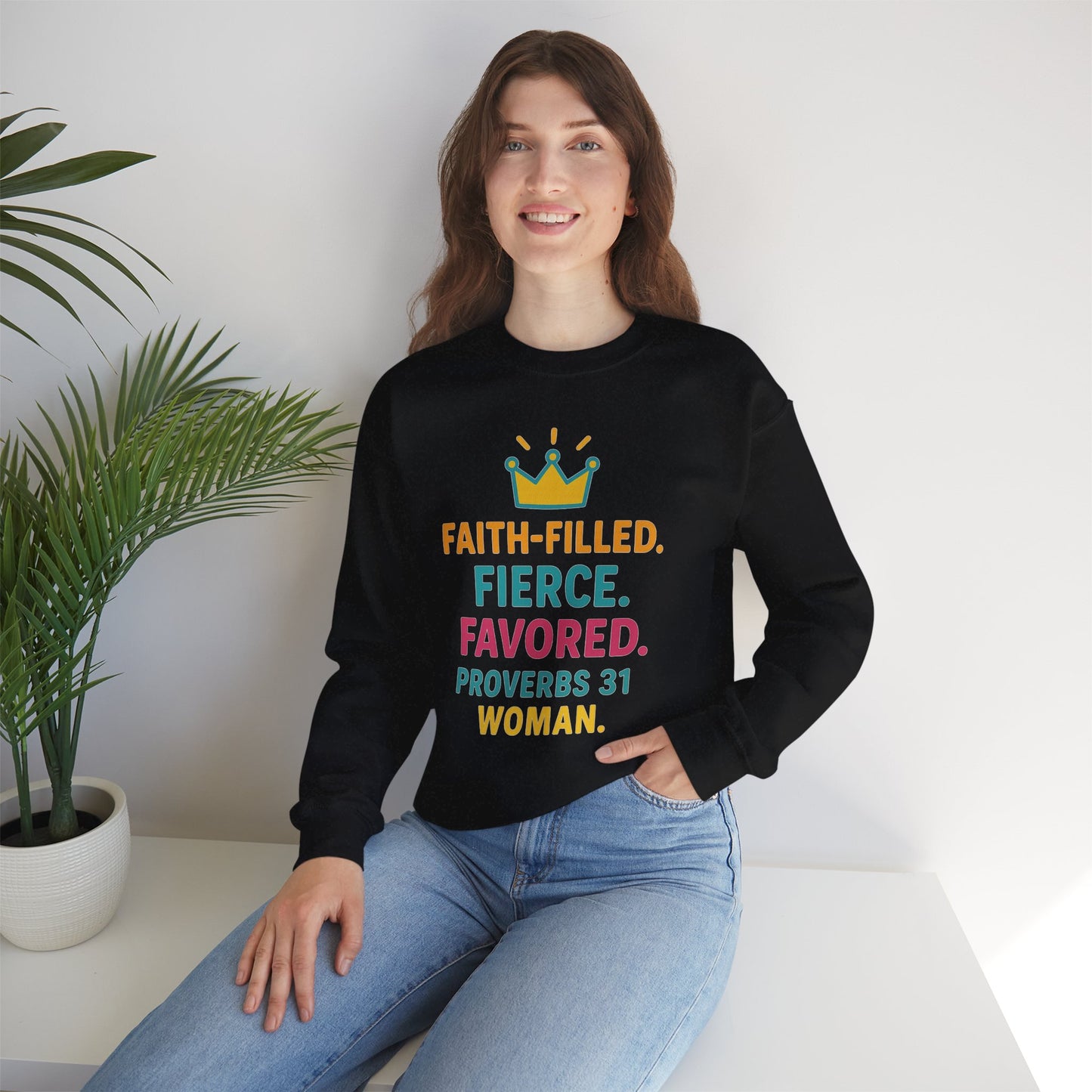Faith-Filled Proverbs 31 Woman Sweatshirt, Inspirational Crewneck, Motivational Apparel, Christian Gift, Faith-Based Clothing