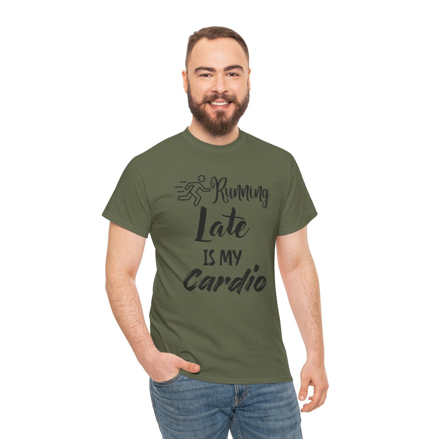Running Late Is My Cardio Unisex Heavy Cotton Tee -Men