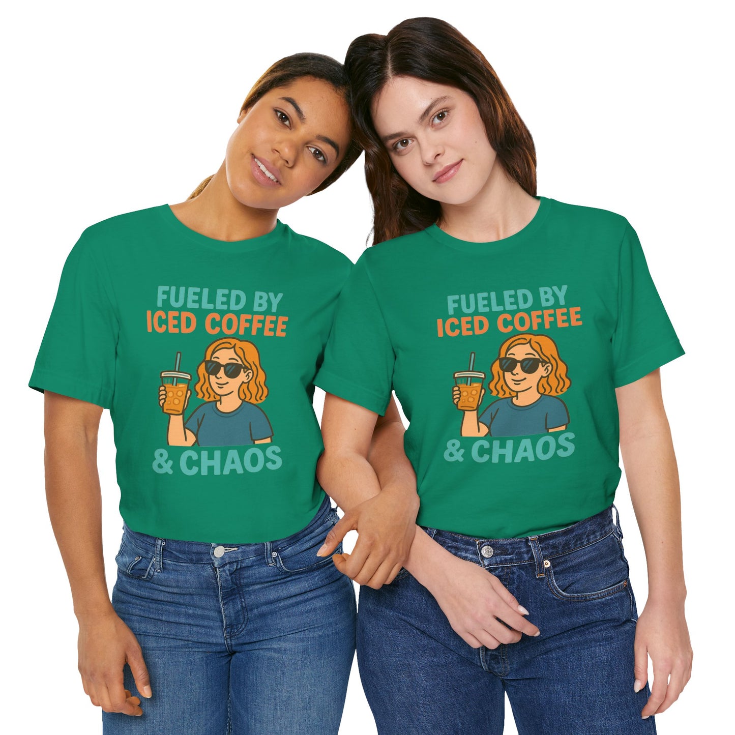 Fueled by Iced Coffee Unisex Tee, Summer Vibe Shirt, Coffee Lover Gift, Casual Wear, Gift for Friends, Funny Graphic Tee