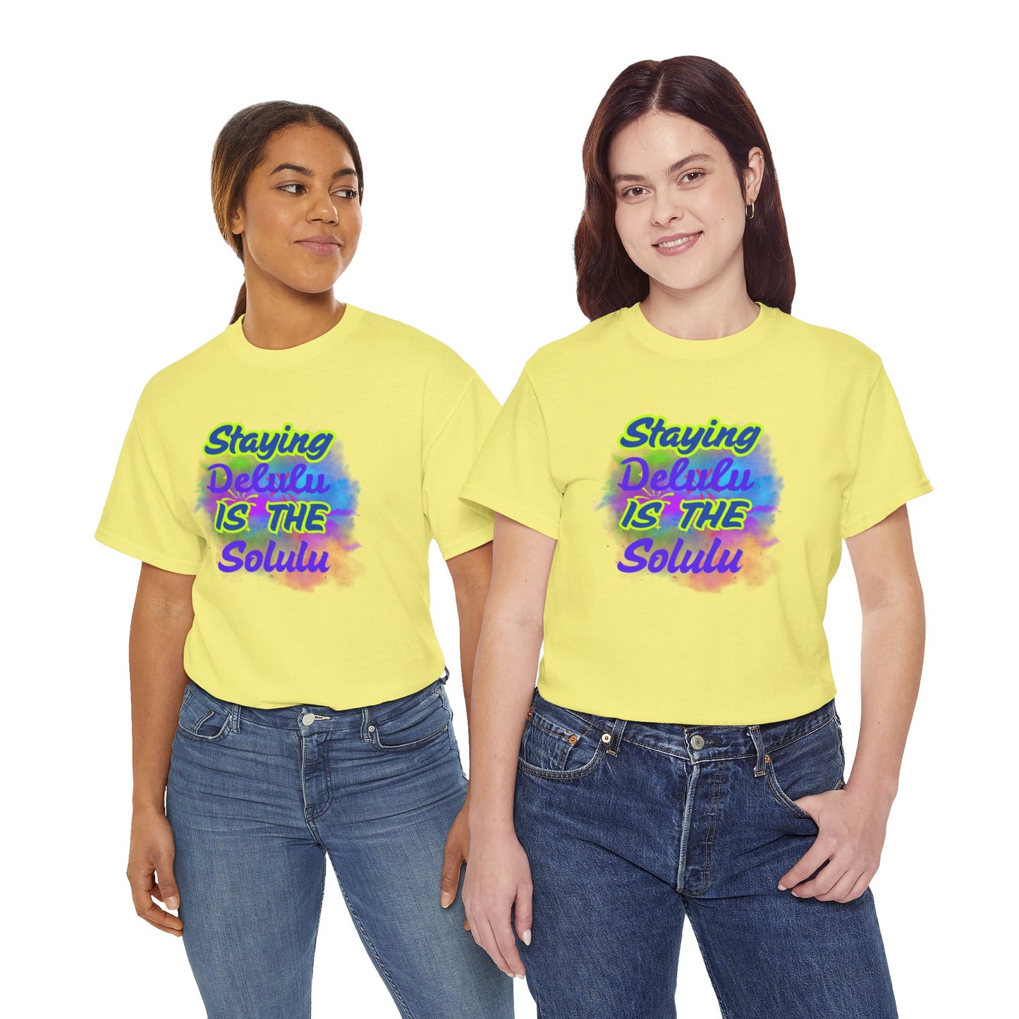 Colorful Staying Delulu Unisex Heavy Cotton Tee - Fun and Relaxed Vibe