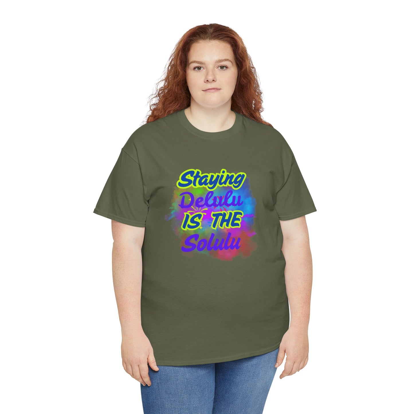 Colorful Staying Delulu Unisex Heavy Cotton Tee - Fun and Relaxed Vibe