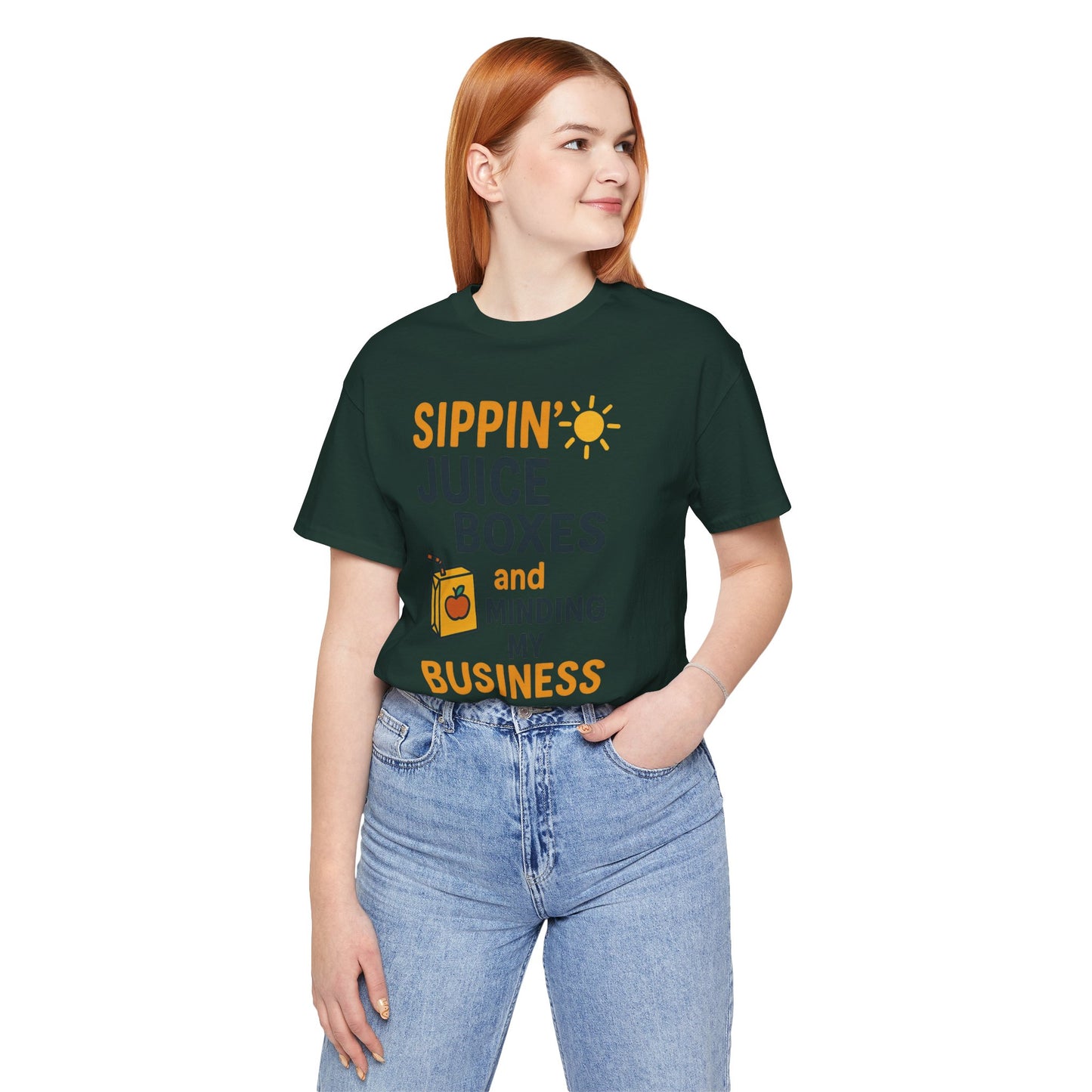 Sippin' Juice Boxes Graphic Tee, Fun Summer Shirt, Cute Gift for Kids, Playful Family Outing Top, Refreshing Summer Attire
