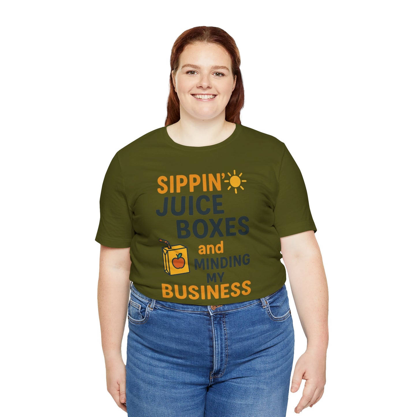 Sippin' Juice Boxes Graphic Tee, Fun Summer Shirt, Cute Gift for Kids, Playful Family Outing Top, Refreshing Summer Attire