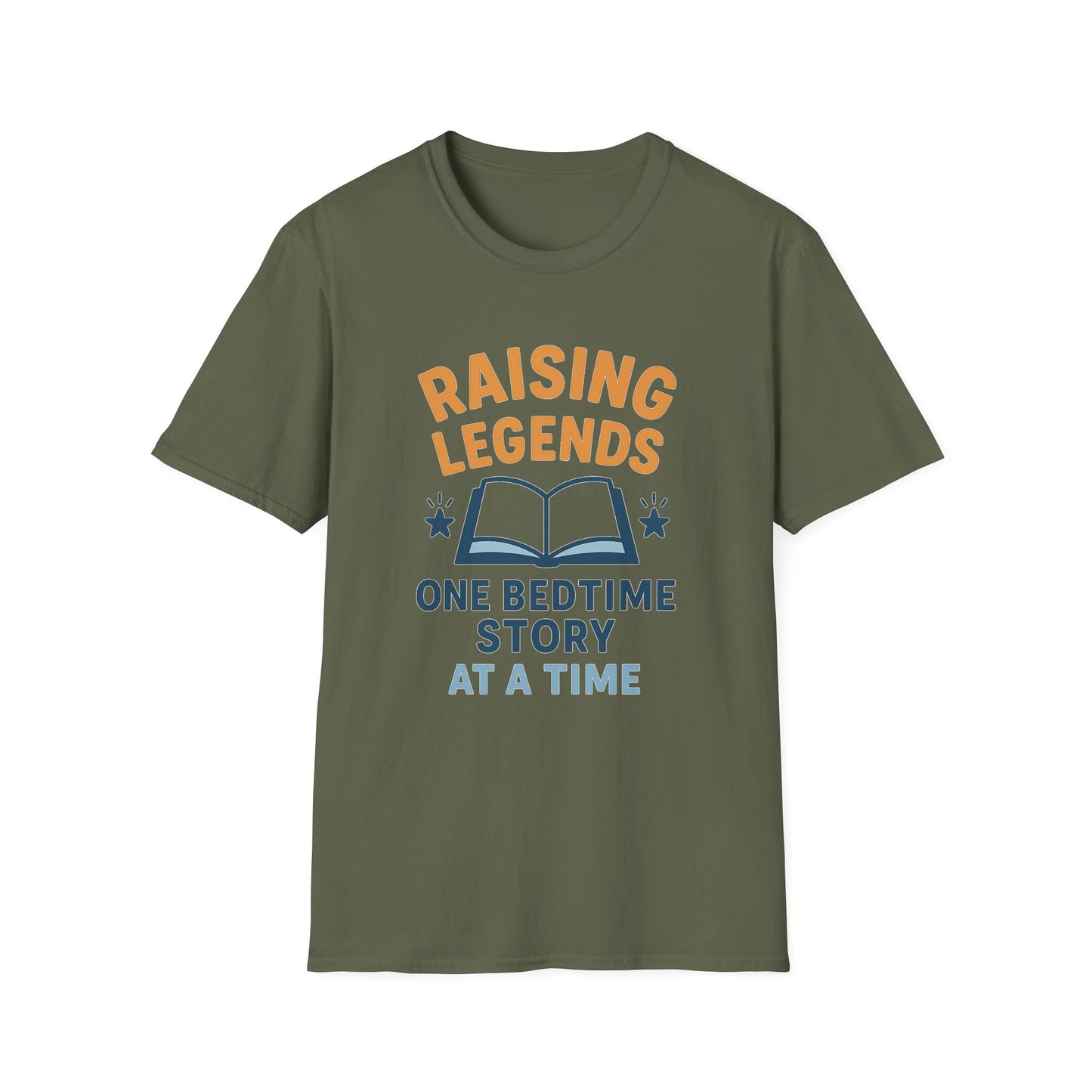 Raising Legends Bedtime Story T-Shirt, Unisex Softstyle Tee for Parents, Gift for Baby Showers, Kids' Birthdays, Cozy Casual Wear