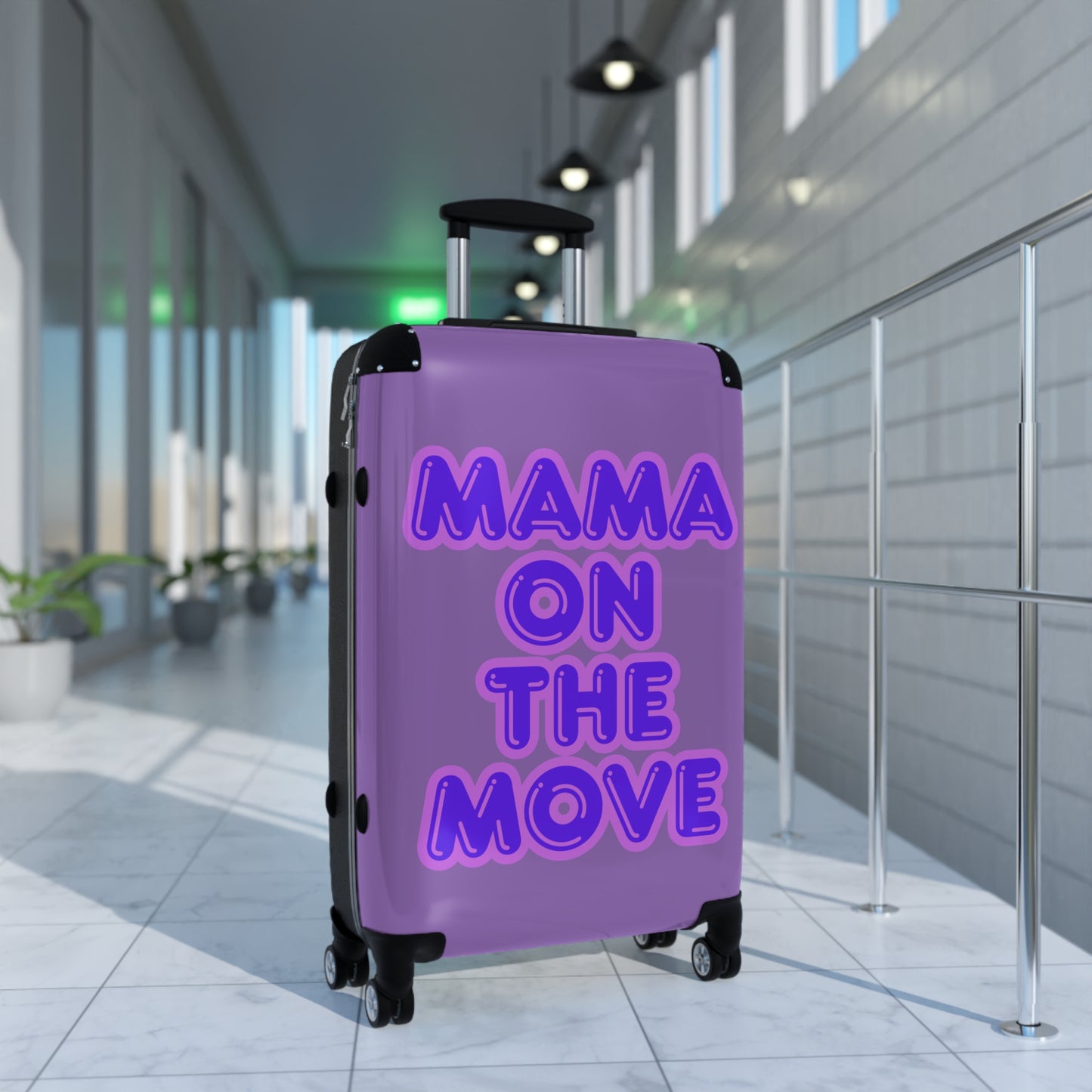 Purple Stylish Travel Suitcase - 'Mama On The Move' Luggage for Moms on the Go