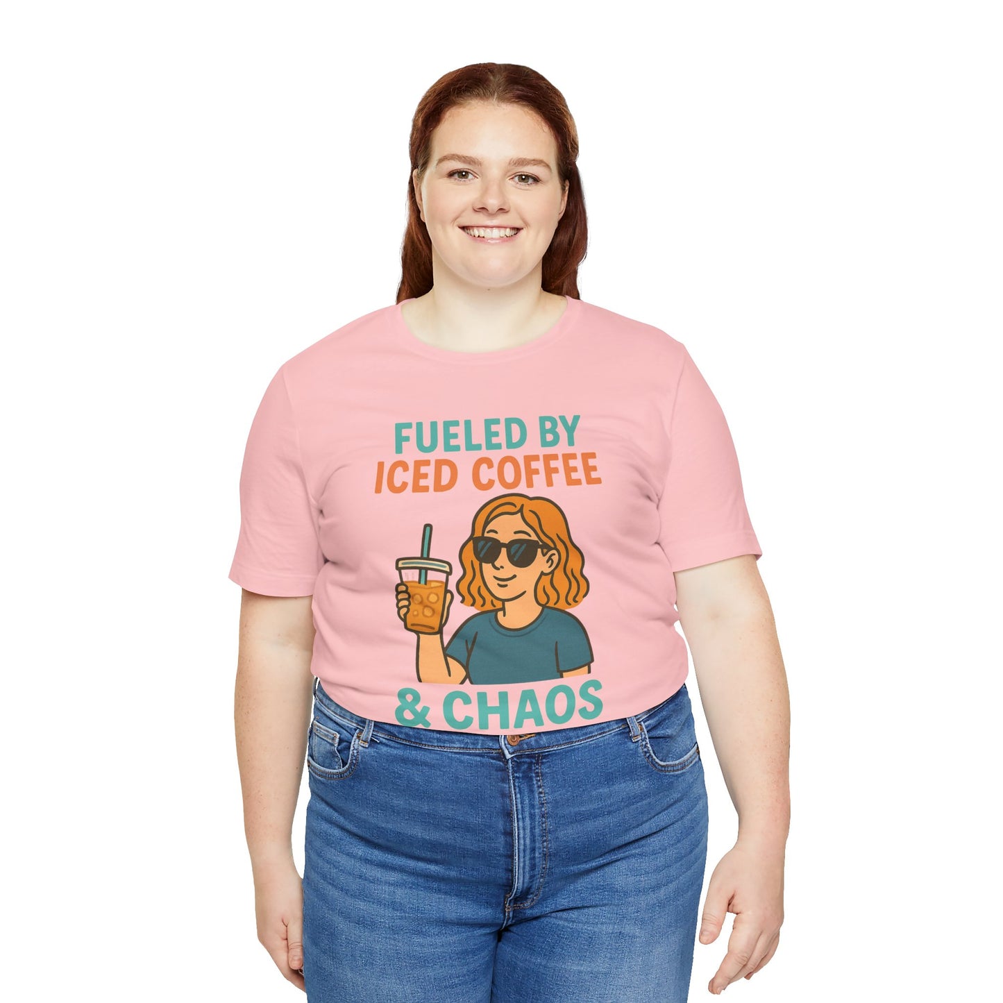 Fueled by Iced Coffee Unisex Tee, Summer Vibe Shirt, Coffee Lover Gift, Casual Wear, Gift for Friends, Funny Graphic Tee