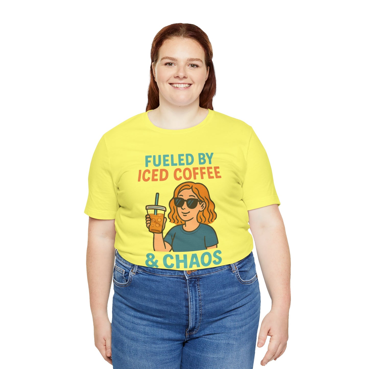 Fueled by Iced Coffee Unisex Tee, Summer Vibe Shirt, Coffee Lover Gift, Casual Wear, Gift for Friends, Funny Graphic Tee