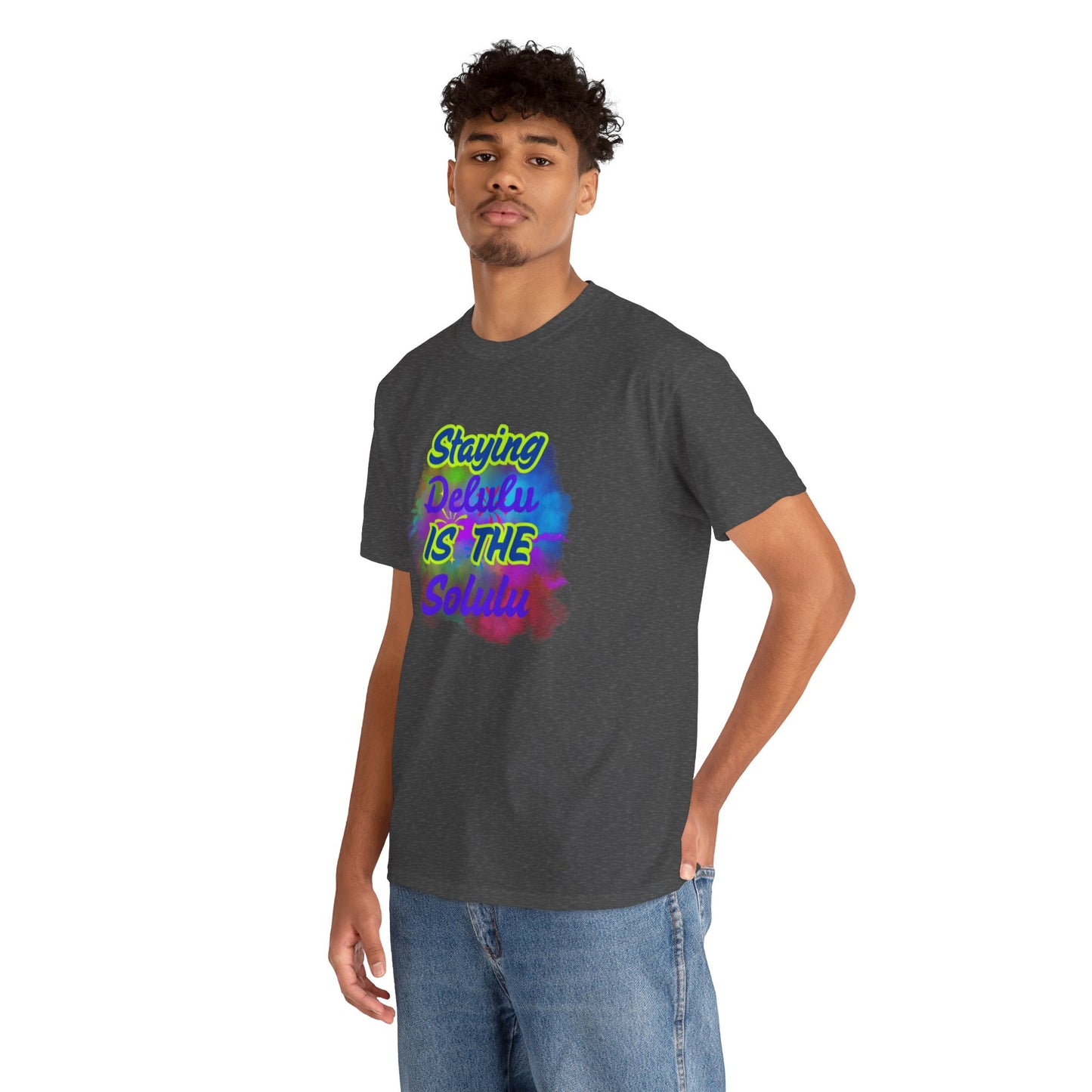 Colorful Staying Delulu Unisex Heavy Cotton Tee - Fun and Relaxed Vibe