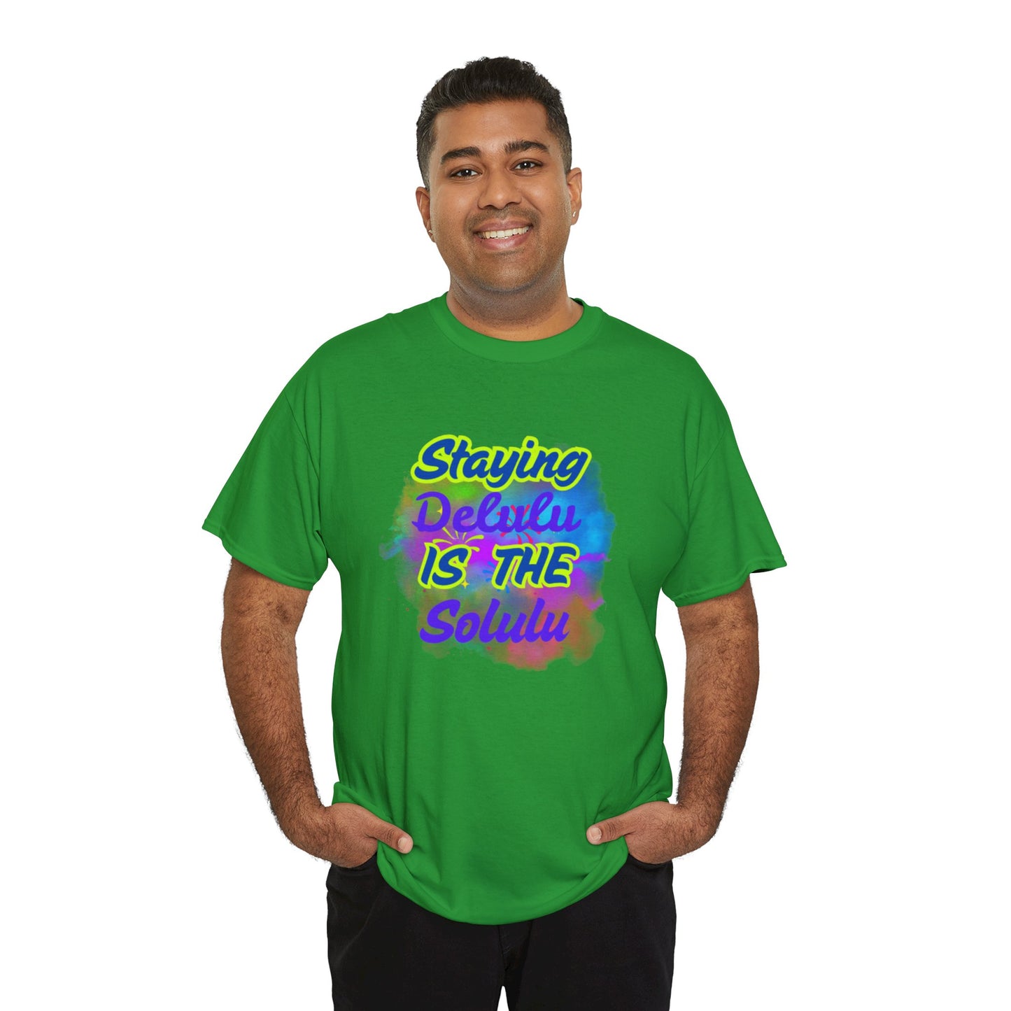 Colorful Staying Delulu Unisex Heavy Cotton Tee - Fun and Relaxed Vibe