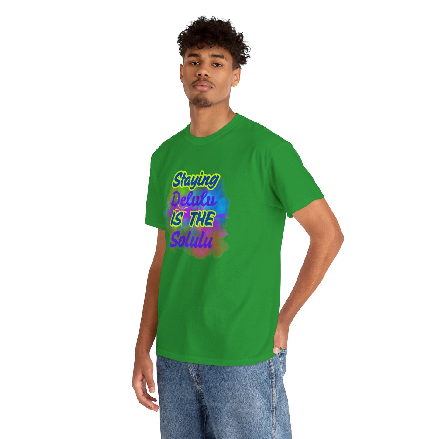 Colorful Staying Delulu Unisex Heavy Cotton Tee - Fun and Relaxed Vibe