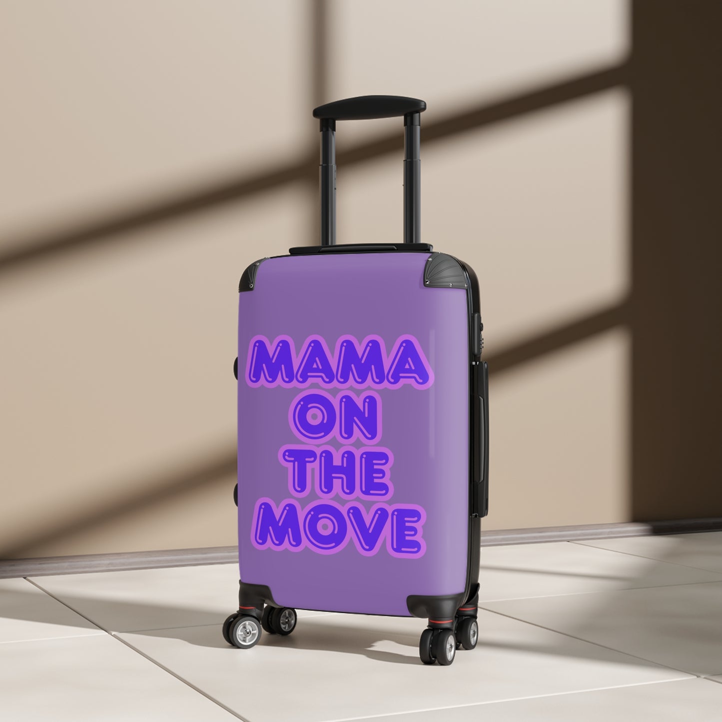 Purple Stylish Travel Suitcase - 'Mama On The Move' Luggage for Moms on the Go