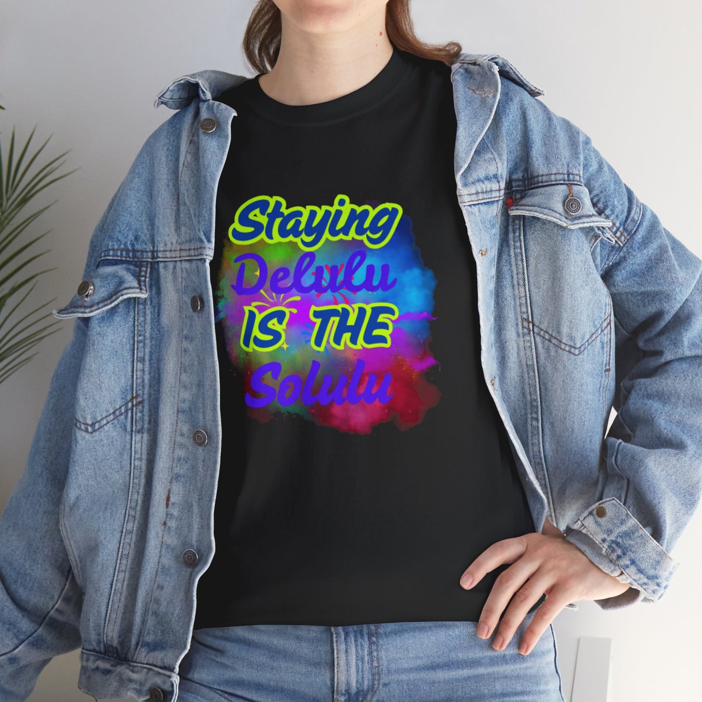 Colorful Staying Delulu Unisex Heavy Cotton Tee - Fun and Relaxed Vibe
