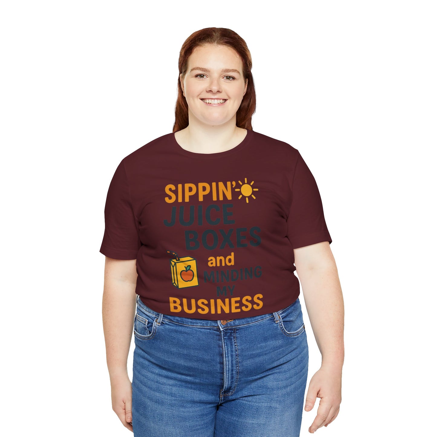 Sippin' Juice Boxes Graphic Tee, Fun Summer Shirt, Cute Gift for Kids, Playful Family Outing Top, Refreshing Summer Attire