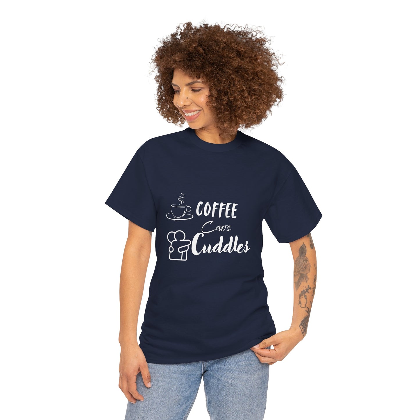 Cozy Coffee Cuddles Unisex Heavy Cotton Tee- Women