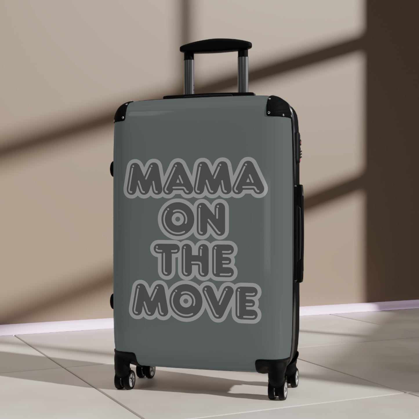 Grey Mama On The Move Suitcase - Stylish Travel Luggage for Busy Moms