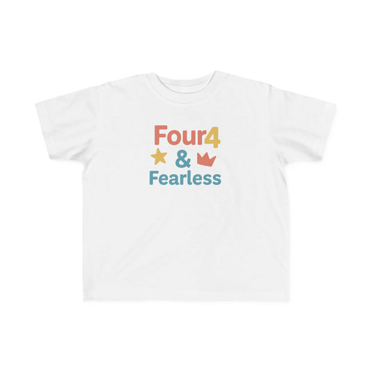 Fearless Toddler Tee - Four & Fearless Kids Shirt, Cute Kids Outfit, Birthday Gift, Toddler Clothes, Playful Party Wear
