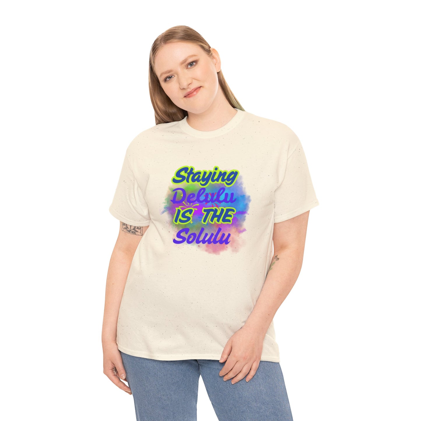 Colorful Staying Delulu Unisex Heavy Cotton Tee - Fun and Relaxed Vibe