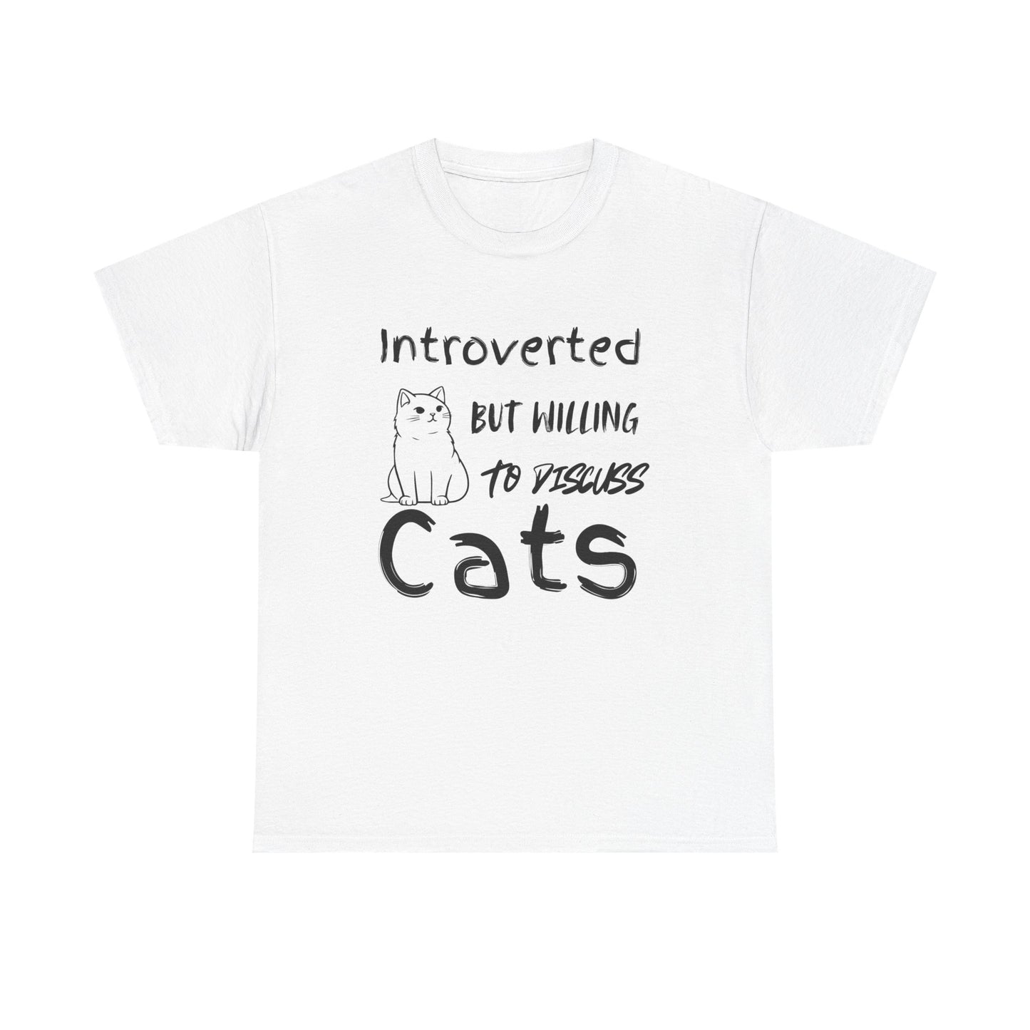 Introverted Cat Lover Unisex Heavy Cotton Tee - Perfect Gift for Cat Enthusiasts