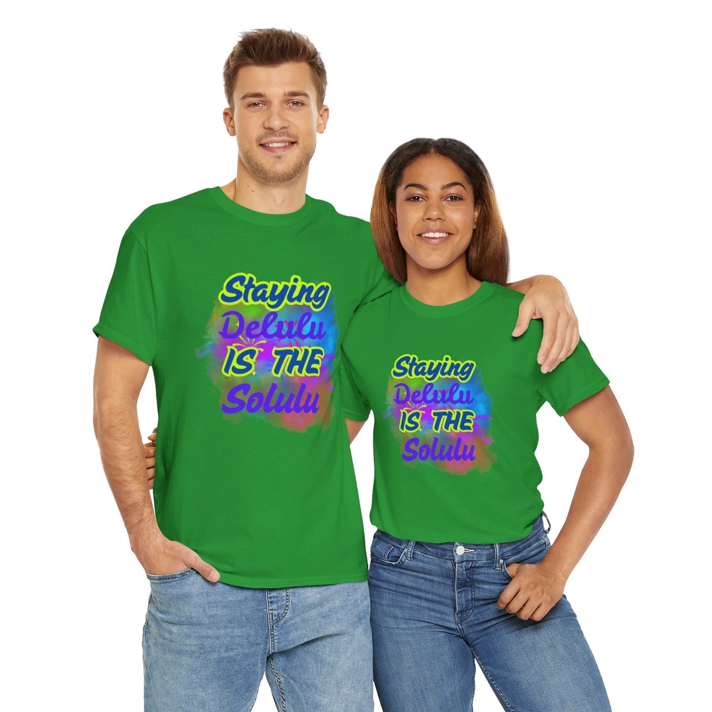 Colorful Staying Delulu Unisex Heavy Cotton Tee - Fun and Relaxed Vibe