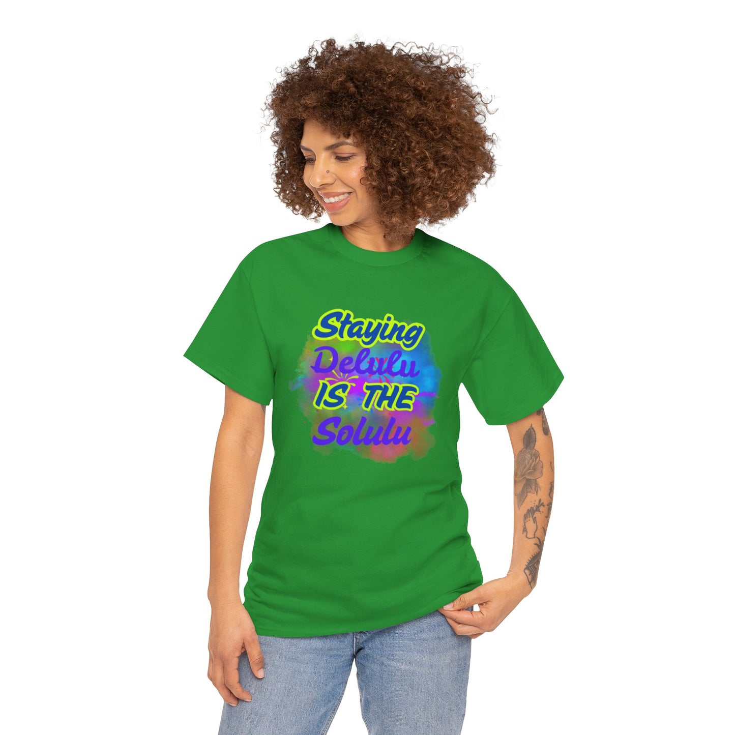 Colorful Staying Delulu Unisex Heavy Cotton Tee - Fun and Relaxed Vibe