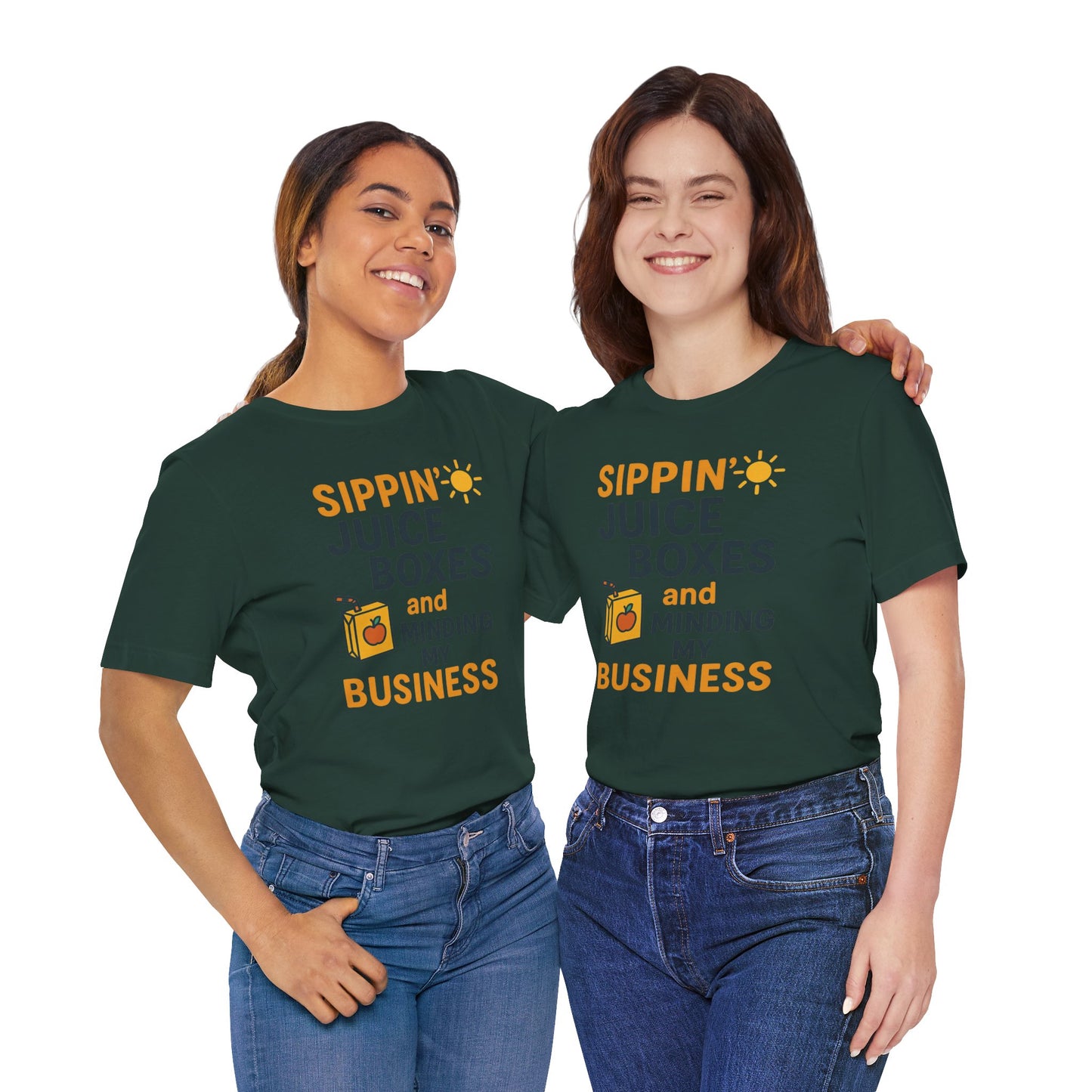 Sippin' Juice Boxes Graphic Tee, Fun Summer Shirt, Cute Gift for Kids, Playful Family Outing Top, Refreshing Summer Attire