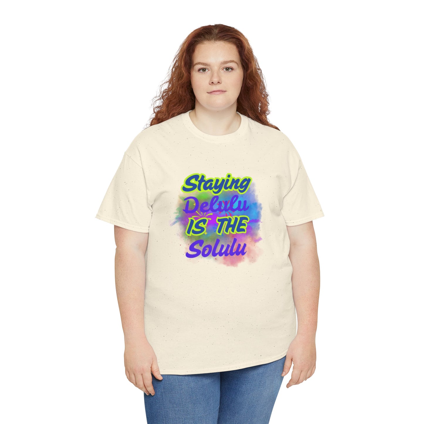 Colorful Staying Delulu Unisex Heavy Cotton Tee - Fun and Relaxed Vibe