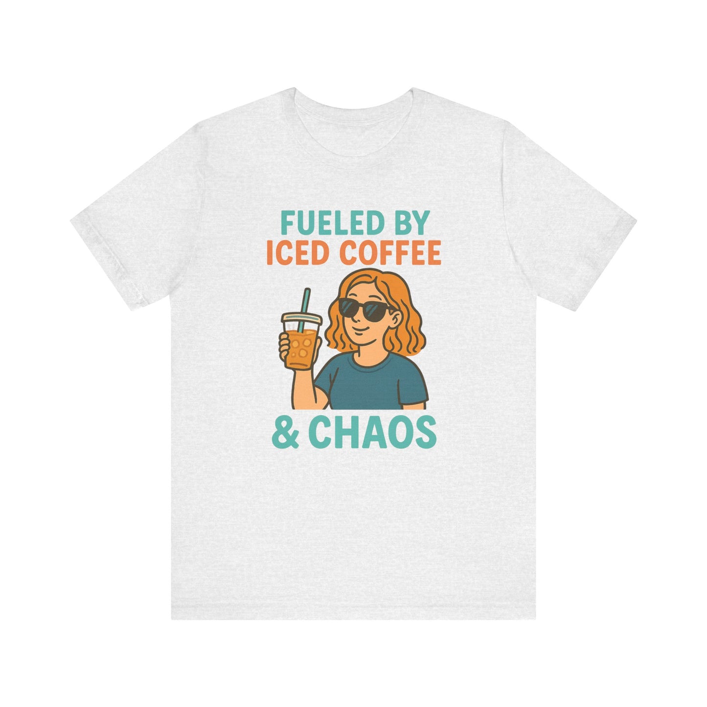 Fueled by Iced Coffee Unisex Tee, Summer Vibe Shirt, Coffee Lover Gift, Casual Wear, Gift for Friends, Funny Graphic Tee