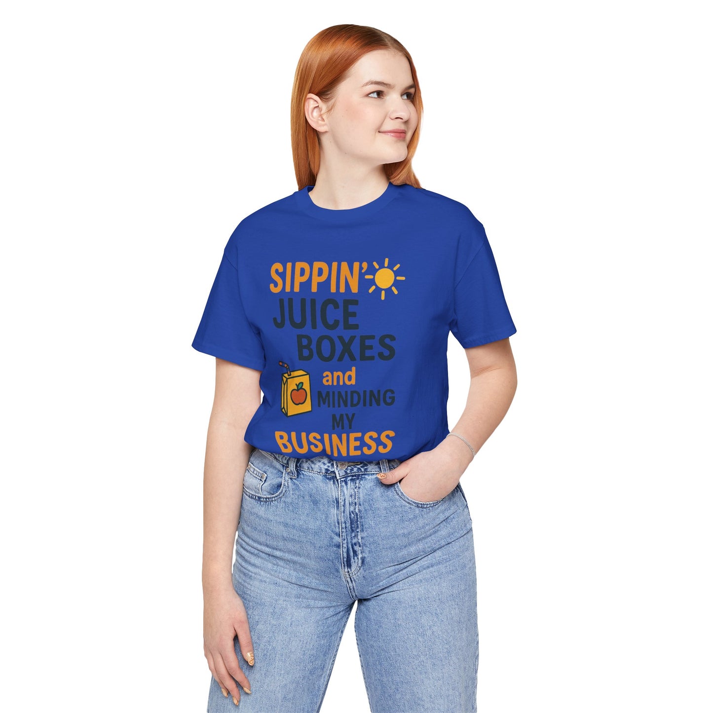 Sippin' Juice Boxes Graphic Tee, Fun Summer Shirt, Cute Gift for Kids, Playful Family Outing Top, Refreshing Summer Attire