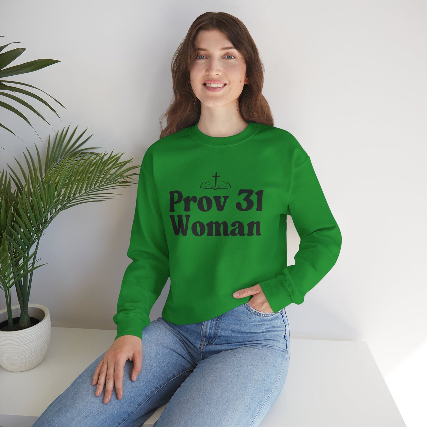 Faith-Inspired Unisex Crewneck Sweatshirt, Prov 31 Woman Gift, Cozy Apparel, Christian Fashion, Spirituality, Everyday Wear